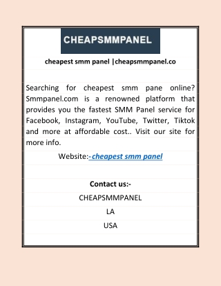 cheapest smm panel |cheapsmmpanel.co