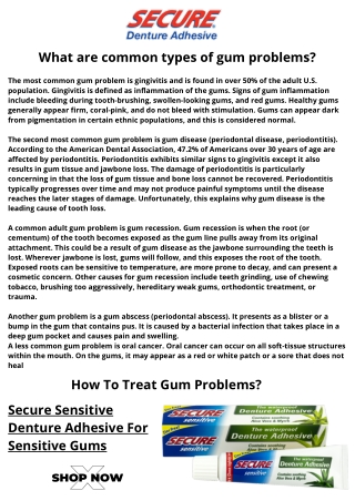 What are common types of gum problems?