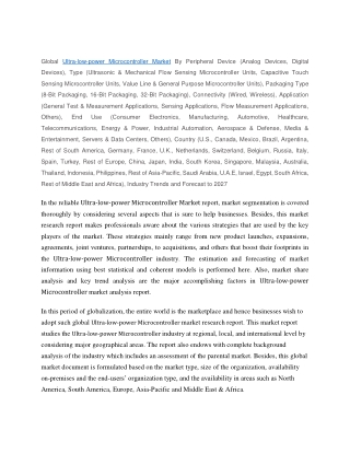 Ultra-low-power Microcontroller Market