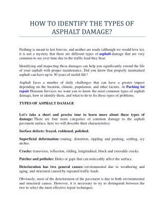 How to identify the types of Asphalt Damage