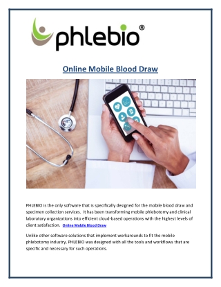 Online Mobile Blood Draw