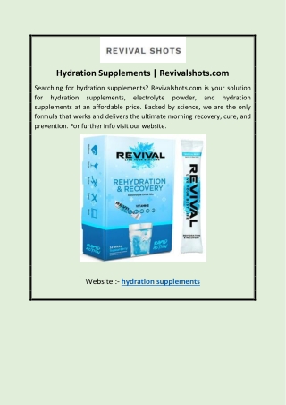 hydration supplementsHydration Supplements | Revivalshots.com