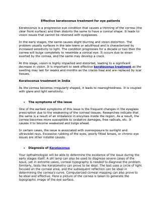 Effective keratoconus treatment for eye patients