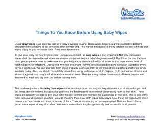 Things To You Know Before Using Baby Wipes