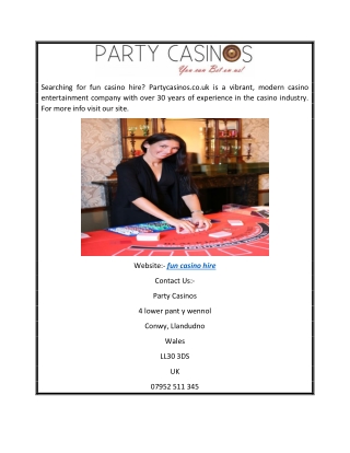 Fun Casino Hire | Partycasinos.co.uk