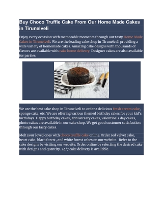 Buy Choco Truffle Cake From Our Home Made Cakes in Tirunelveli