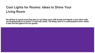 Cool Lights for Rooms