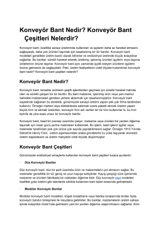 Konveyör Bant Nedir_ Konveyör Bant Çeşitleri Nelerdir_