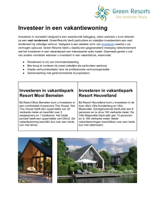 Investeer in een vakantiewoning