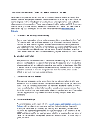 Top 5 SEO Scams And Cons You Need To Watch Out For