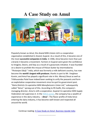 A Case Study on Amul