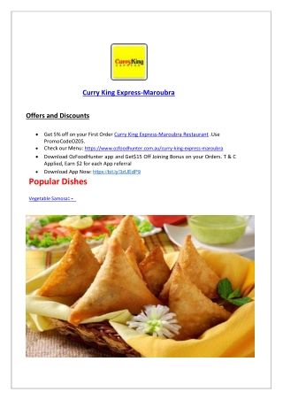 15% Off - Curry King Express Maroubra Menu - Indian Takeaway, NSW