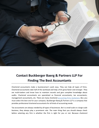 Contact Buckberger Baerg & Partners LLP For Finding The Best Accountants