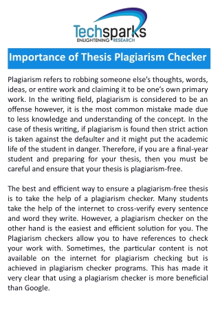 Importance of Thesis Plagiarism Checker 