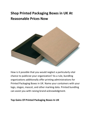 Shop Printed Packaging Boxes in UK At Reasonable Prices Now