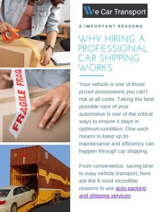What Are The Important Reasons Hiring a Professional Car Shipping Works