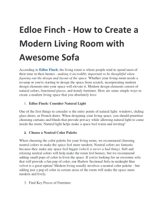 Edloe Finch - How to Create a Modern Living Room with Awesome Sofa