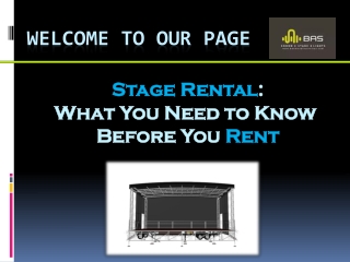 Stage Rental: What You Need to Know Before You Rent