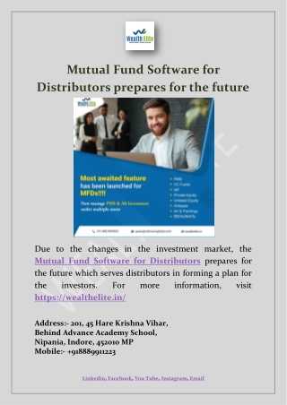 Mutual Fund Software for Distributors prepares for the future