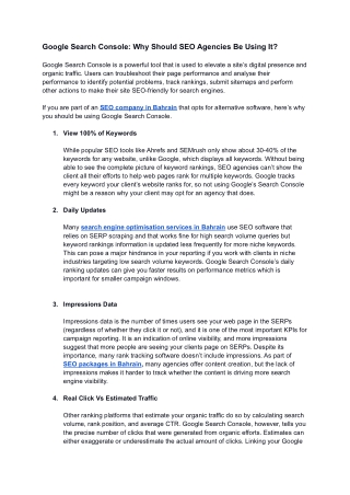 Google Search Console-Why Should SEO Agencies Be Using It_
