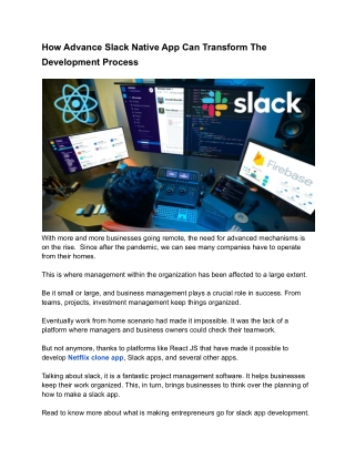 How Advance Slack Native App Can Transform The Development Process