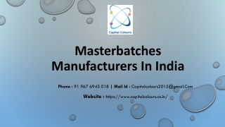 Masterbatches Manufacturers In India