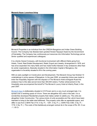 Monarch Aqua- Luxurious living