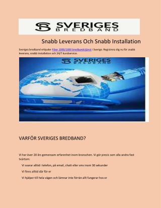 Snabb Leverans Och Snabb Installation