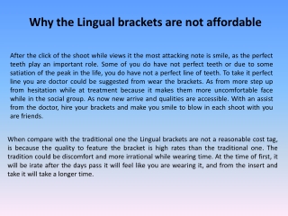 Why the Lingual brackets are not affordable