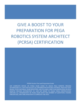Give a Boost to Your Preparation for Pega Robotics System Architect (PCRSA) Cert