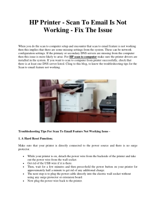 HP Printer - Scan To Email Is Not Working - Fix The Issue