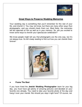 Great Ways to Preserve Wedding Memories