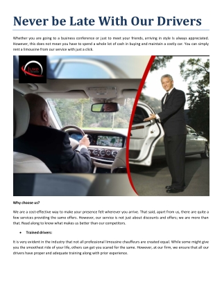 Never be Late With Our Drivers