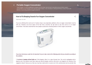 How to Fix Beeping Sound of an Oxygen Concentrator