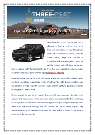 Tips To Find The Right Jeep Service Near Me