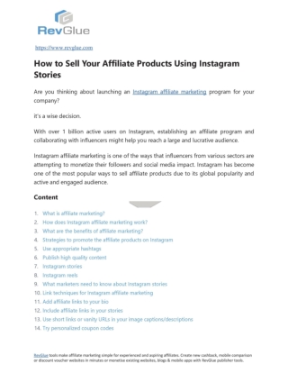 How to Sell Your Affiliate Products Using Instagram Stories?