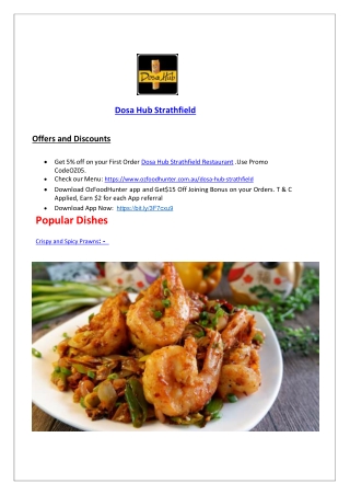5% Off - Dosa Hub Indian Restaurant Menu Stathfield, NSW