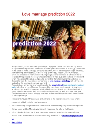 Love marriage prediction 2022