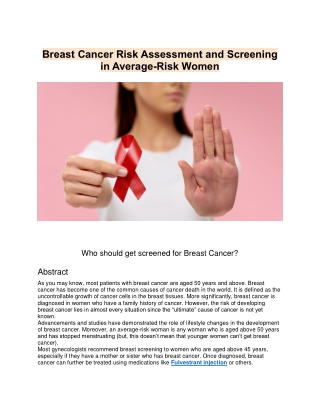 Breast Cancer Risk Assessment and Screening in Average-Risk Women