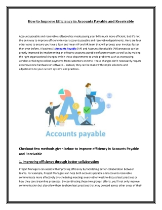 How to Improve Efficiency in Accounts Payable and Receivable