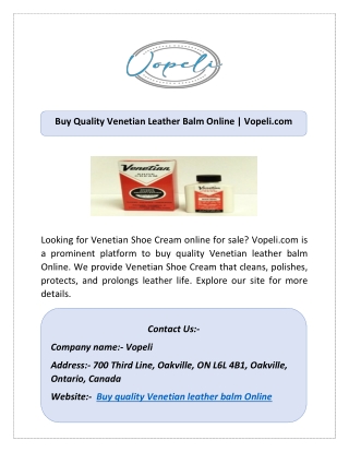 Buy Quality Venetian Leather Balm Online | Vopeli.com