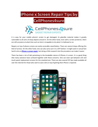 iPhone x Screen Repair Tips by CellPhones4sure