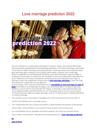 Love marriage prediction 2022