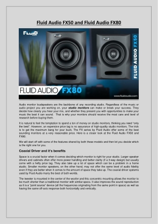Fluid Audio FX50 and Fluid Audio FX80
