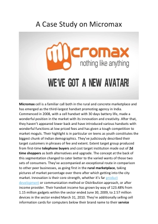 A Case Study on Micromax