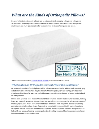 What are the Kinds of Orthopedic Pillows?