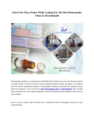 Check Out These Points While Looking For The Best Homeopathy Clinic In Marathahalli
