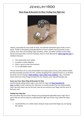 Silver Rings & Bracelets for Men: Finding Your Right Size