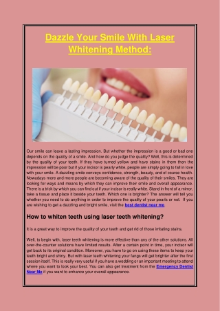 Dazzle Your Smile With Laser Whitening Method