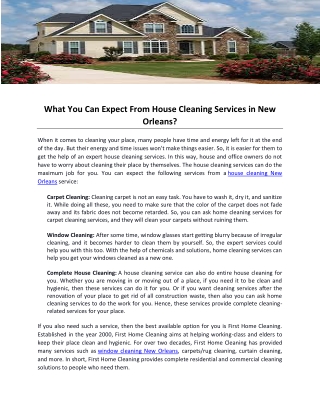 What You Can Expect From House Cleaning Services in New Orleans
